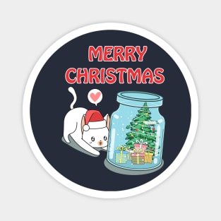 Cool Santa Cat - Happy Christmas and a happy new year! - Available in stickers, clothing, etc Magnet